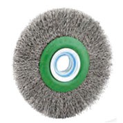 Circular crimped wire brush for bench grinder