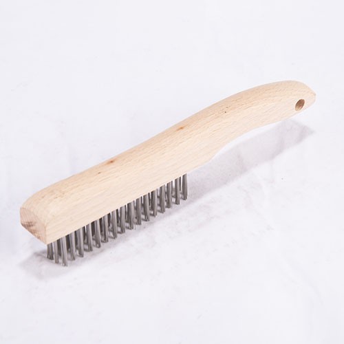 Curved handle wooden wire brush
